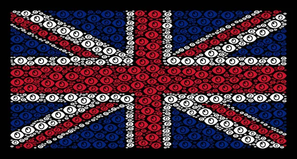 Brit zászló kollázs cikkek szem — Stock Vector
