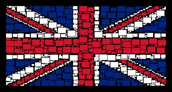 Büyük Britanya bayrağı mozaik dolu Rectange simgeleri — Stok Vektör