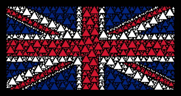 채워진된 삼각형 아이콘의 영국 국기 콜라주 — 스톡 벡터
