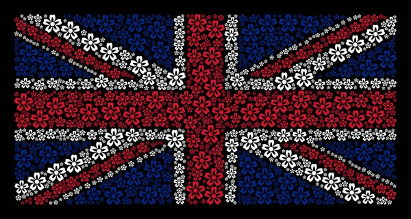 Flaga Wielkiej Brytanii kolaż kwiat ikony — Wektor stockowy