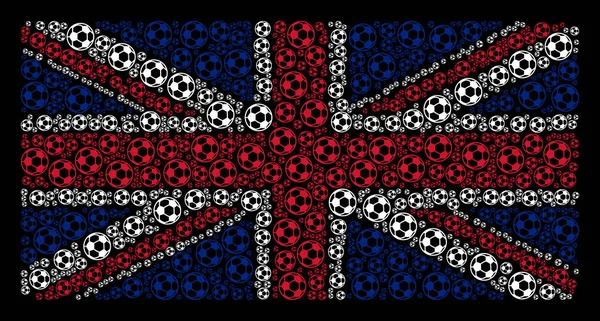 Βρετανική σημαία κολάζ από αντικείμενα μπάλα ποδοσφαίρου — Διανυσματικό Αρχείο