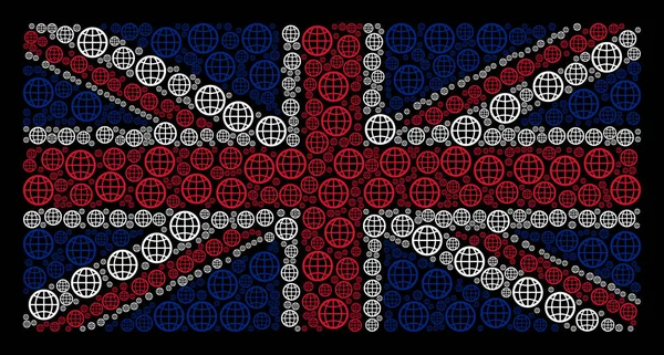 Patrón de bandera de Gran Bretaña de artículos globo — Vector de stock