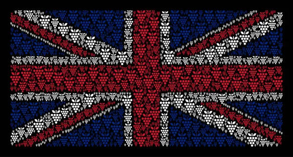 Britische Flagge Mosaik von Trauben Artikel — Stockvektor