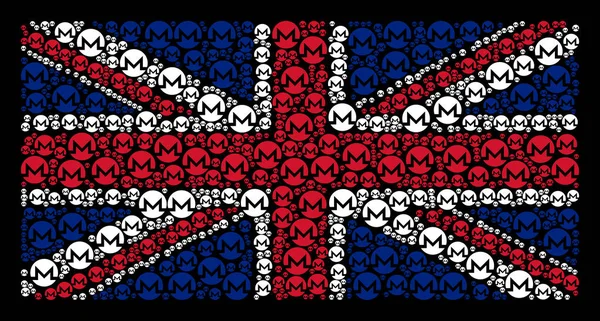 Brit zászló mozaik Monero pénznemben lévő tételek — Stock Vector