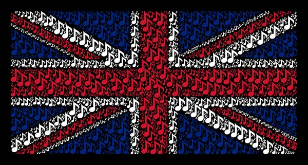 Flaga Wielkiej Brytanii kolaż nuta ikony — Wektor stockowy