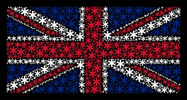 Britse vlag mozaïek van Snowflake Items — Stockvector