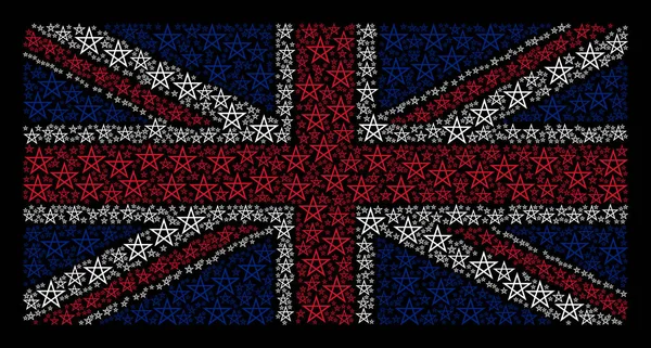 Brittiska flaggan mönster av stjärnor Pentagram ikoner — Stock vektor