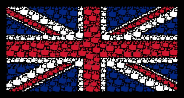 Grande-Bretagne Drapeau Collage d'icônes pouce vers le haut — Image vectorielle