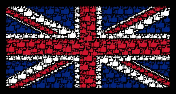 UK Flag Mosaic of Thumb Up Items — Stock Vector