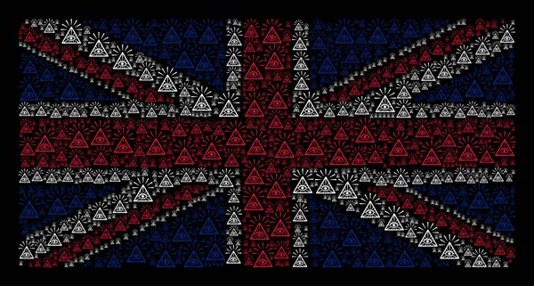 Padrão de bandeira do Reino Unido de itens de piramida de olhos de controle total —  Vetores de Stock