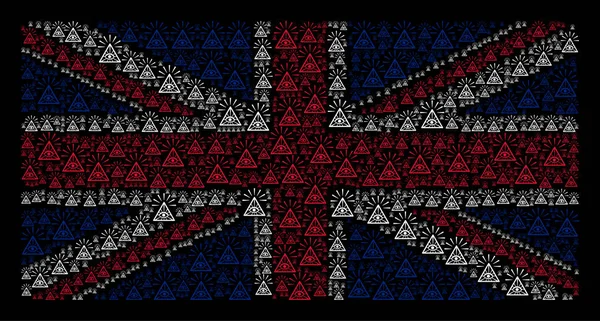 Great Britain Flag Collage av Total kontroll öga Pyramid objekt — Stock vektor