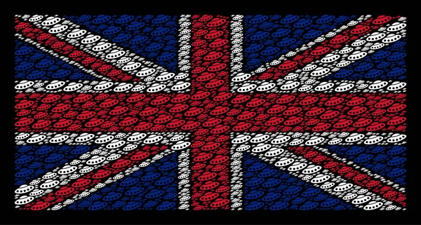 Große britische Flagge Mosaik von Ufo-Artikeln — Stockvektor