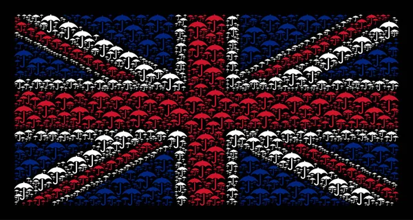 Mosaïque drapeau britannique des icônes parapluie — Image vectorielle