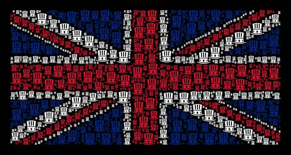 Collage Bandiera Britannica del Cappello Zio Sam Articoli — Vettoriale Stock