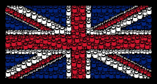 Britská vlajka vzor lahvičky položek — Stockový vektor