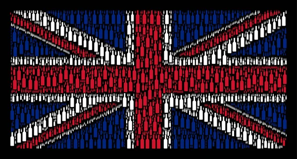 ワインの瓶の項目のイギリス国旗モザイク — ストックベクタ