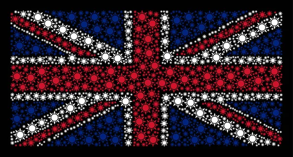 Große britische Flagge Muster der Sonne Ikonen — Stockvektor