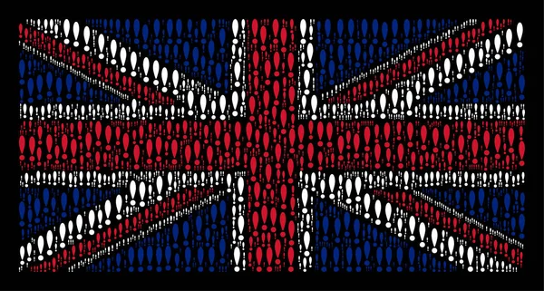 Britse vlag patroon van uitroep teken pictogrammen — Stockvector