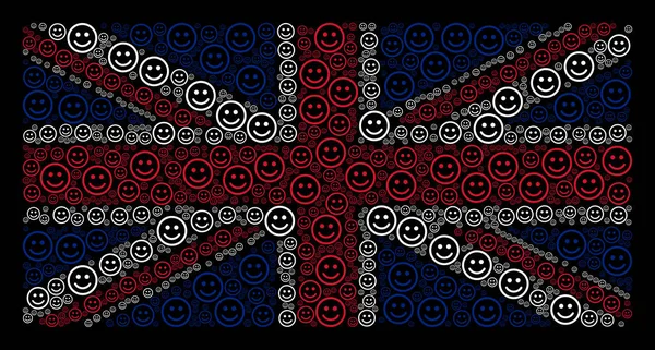 Britse vlag patroon van blij Smiley pictogrammen — Stockvector