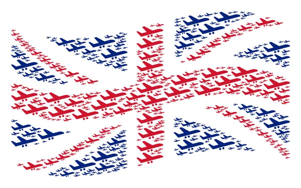 İngiliz bayrağı desen Aiplane maddelerin sallayarak — Stok Vektör