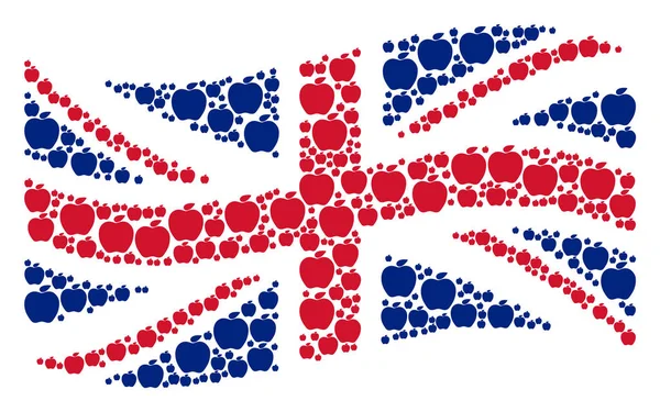 挥舞大不列颠国旗马赛克苹果图标 — 图库矢量图片