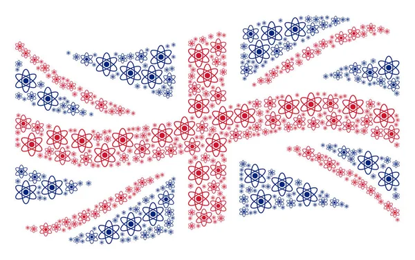 Schwenkt die Flagge des Vereinigten Königreichs nach Atomsymbolen — Stockvektor