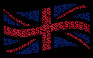 Büyük Britanya bayrağı desen Doları simgelerin sallayarak
