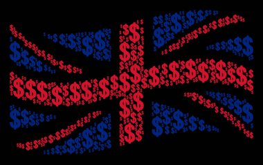 Büyük Britanya bayrağı mozaik Doları öğelerin sallayarak