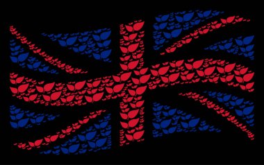 Büyük Britanya bayrağı desen çiçek yaprakları öğelerin sallayarak