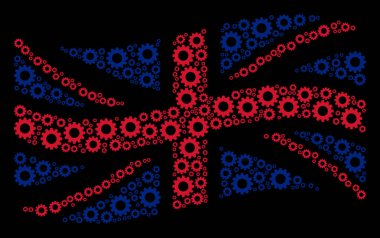 İngiltere bayrak deseni dişli simgelerin sallayarak