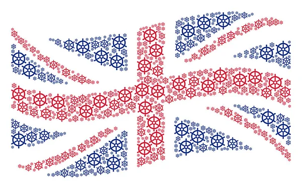 Büyük Britanya bayrağı kolaj tekne direksiyon simgelerin sallayarak — Stok Vektör