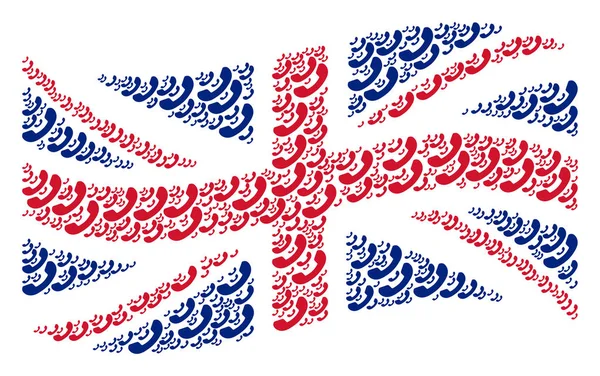 Macha mozaika Flaga Wielkiej Brytanii połączenia elementów — Wektor stockowy