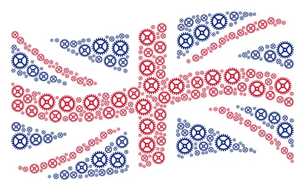 Integetett a brit zászló minta óra halászfelszerelés elemek — Stock Vector