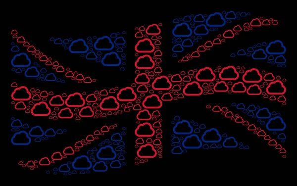 Agitant le drapeau britannique Mosaïque d'éléments nuageux — Image vectorielle