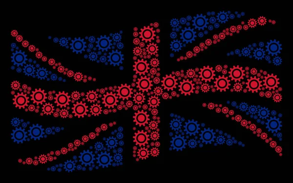 Mává britská vlajka mozaika Cog ikon — Stockový vektor