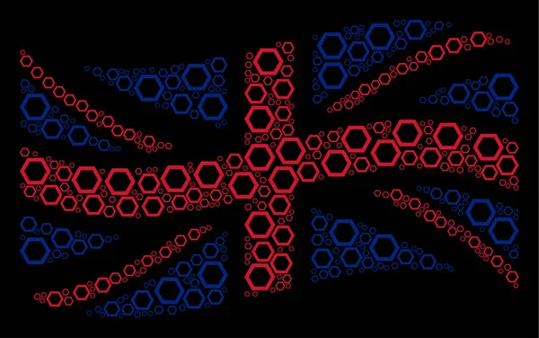 Macha Polska flaga mozaika elementów konturu Hexagon — Wektor stockowy