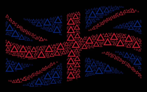 Vifta med brittiska flaggan Collage av kontur triangel ikoner — Stock vektor