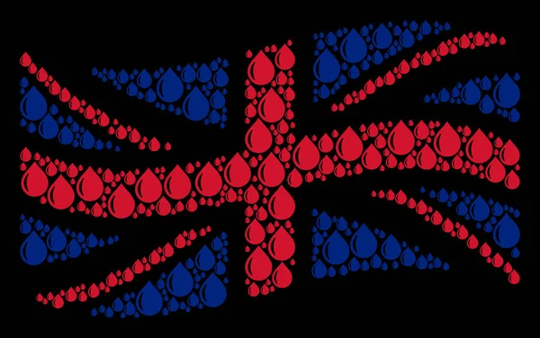 Ondeando patrón de bandera de Gran Bretaña de artículos de gota — Vector de stock