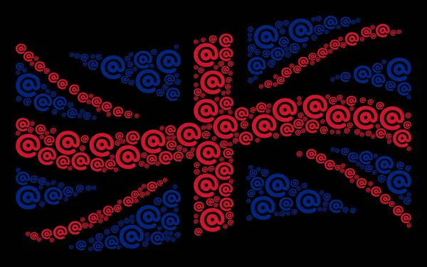 Groot-Brittannië vlag patroon van E-mail symbool pictogrammen zwaaien — Stockvector