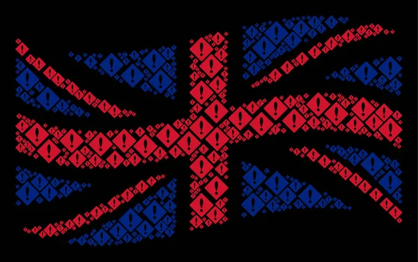挥舞大不列颠国旗拼贴画错误图标 — 图库矢量图片