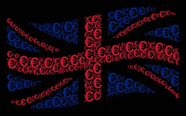 挥舞大不列颠国旗马赛克欧元符号项目 — 图库矢量图片