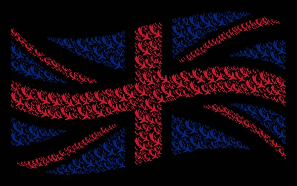 Mává Velká Británie vlajka vzor padající letadlo ikon — Stockový vektor