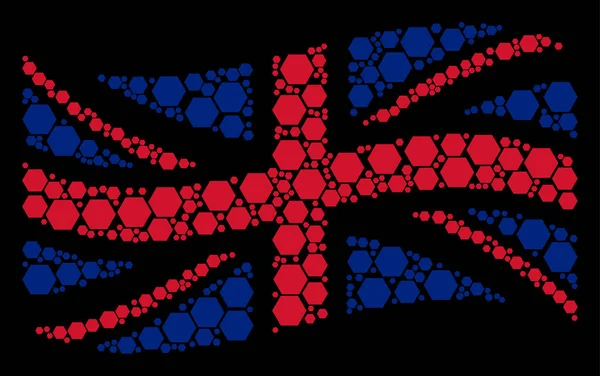 Nagy-Britannia zászló minta cikkek töltött hatszög integet — Stock Vector