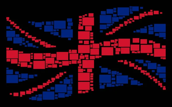 Mává Velká Británie vlajka mozaika vyplněné Rectange položek — Stockový vektor