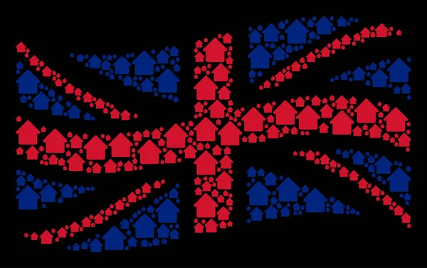 挥舞着英国国旗拼贴的房子项目 — 图库矢量图片