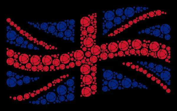 Sventolando bandiera britannica Mosaico di icone Internet — Vettoriale Stock