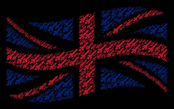 미사일 발사 항목의 영국 국기 패턴을 흔들며 — 스톡 벡터