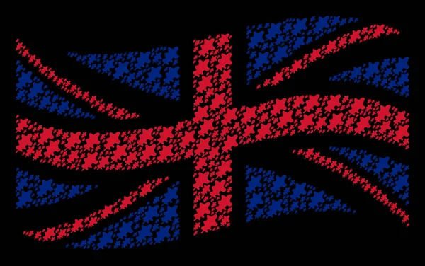 Macha wzór flagi Wielkiej Brytanii liść dębu ikon — Wektor stockowy