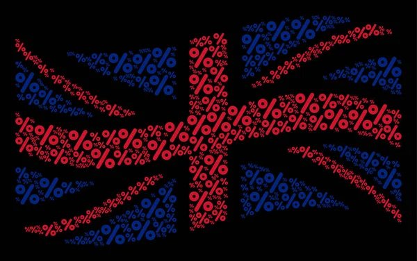 Acenando padrão de bandeira da Grã-Bretanha de ícones por cento —  Vetores de Stock