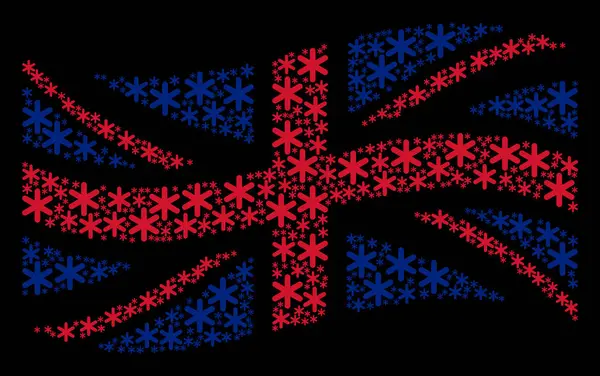 スノーフレーク項目のイギリス国旗コラージュを振ってください。 — ストックベクタ